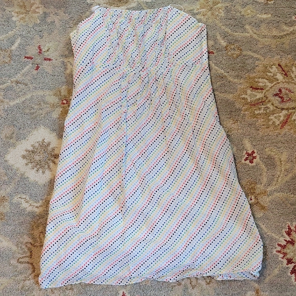 Lilly Pulitzer White Smocked Polka Dot Strapless Dress